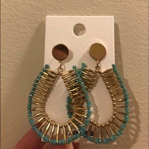 💛Super cute hoop gold with blue balls earrings💙